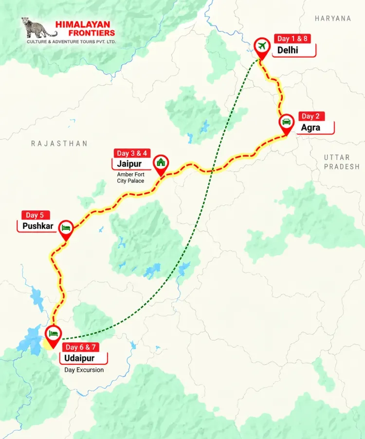 Colourful Rajasthan route map